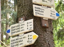 Hamry nad Sázavou, rozcestí U Křížku, rozcestník