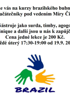 Kurz brazilského bubnování pod vedením Míry Čipery, vedoucího Ay Caramba!